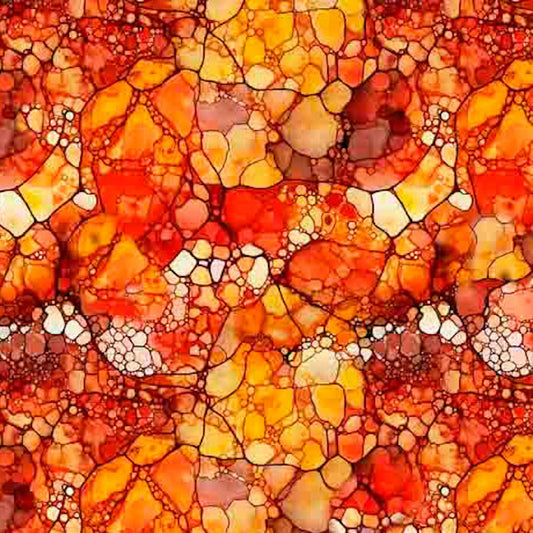 Night Flight- Orange Mosaic: Sold by the 1/2 yard