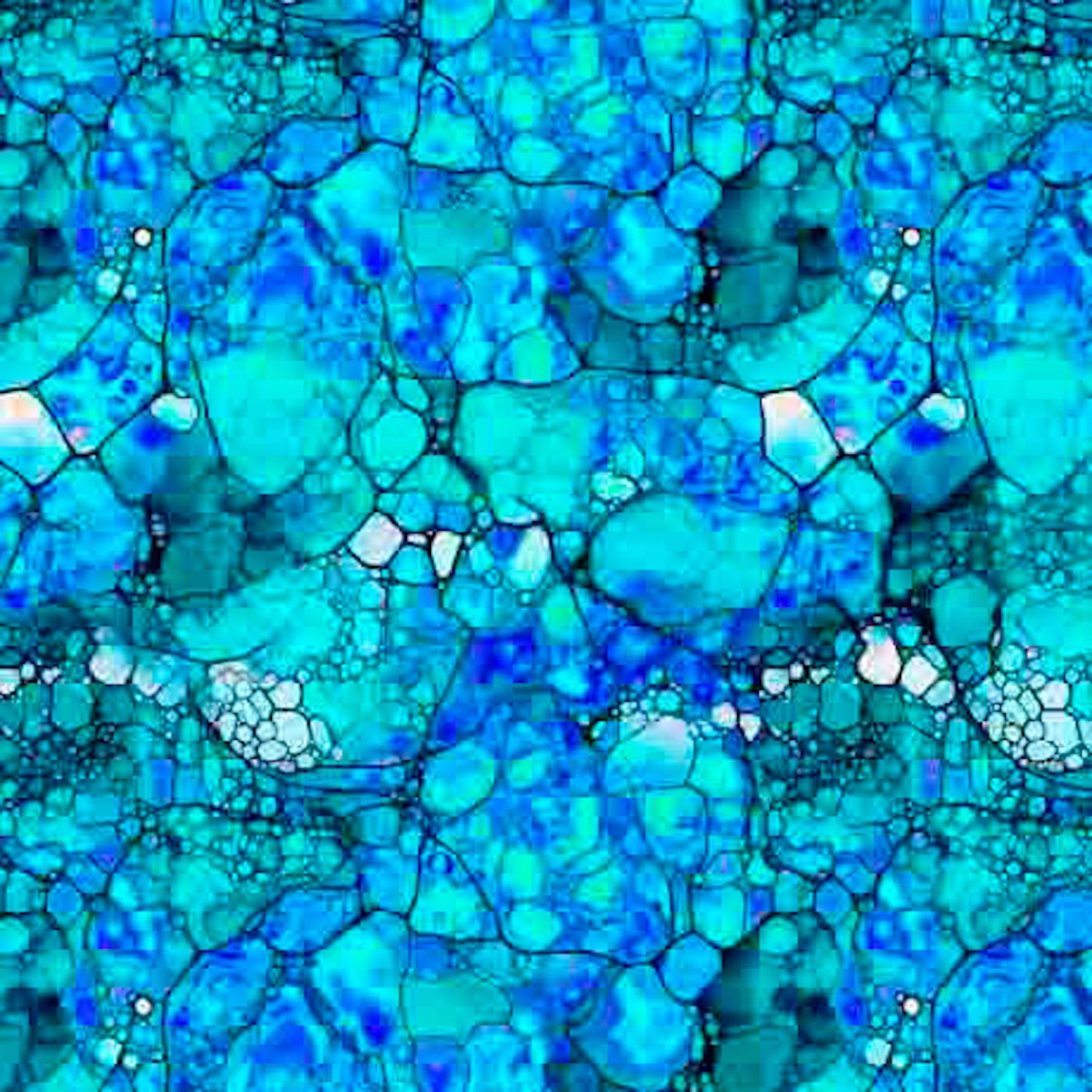 Night Flight- Turquoise Mosaic: Sold by the 1/2 yard