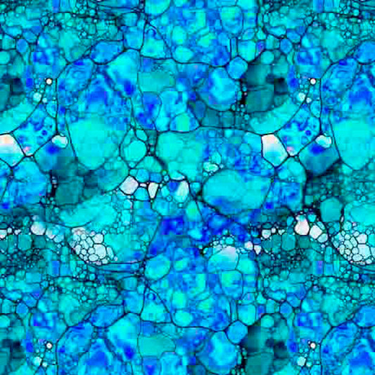 Night Flight- Turquoise Mosaic: Sold by the 1/2 yard