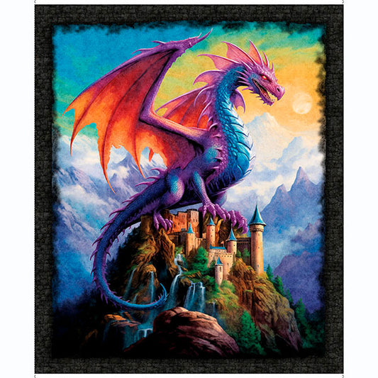 Dragon's Song- Multi Dragon Panel 36": Sold by the panel.