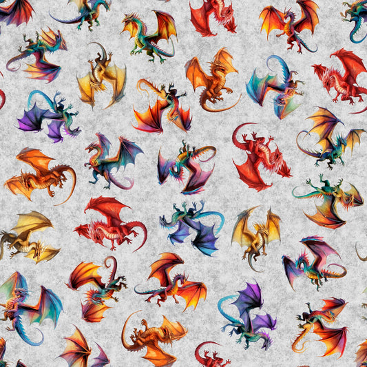 Dragon's Song- Gray Tossed Dragon: Sold by the 1/2 yard.