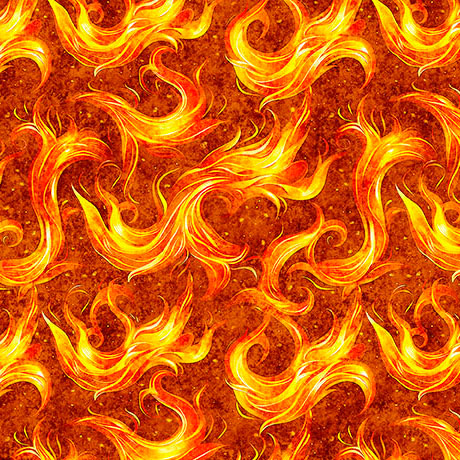 Dragon's Song- Orange Flames: Sold by the 1/2 yard.