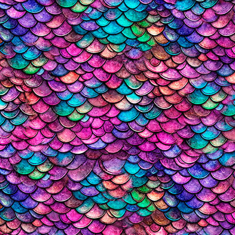 Dragon's Song- Pink/Turquoise Dragon Scales: Sold by the 1/2 yard.