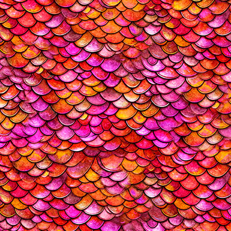 Dragon's Song- Red/Orange Dragon Scales: Sold by the 1/2 yard.