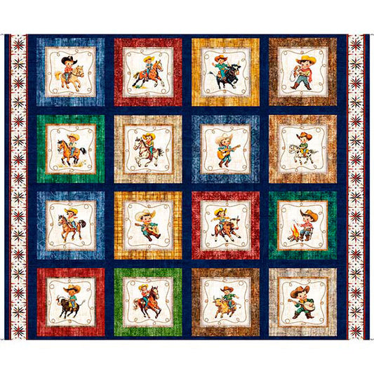 Yippie Ki Yay! Multi Cowboy and Cowgirl 36" Patch Panel: Sold by the PANEL