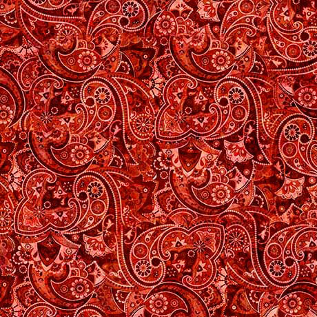 Yippie Ki Yay! Red Bandana Paisley: Sold by the 1/2 yard