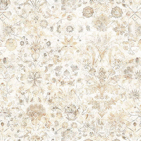 Folklore- Tan Floral: Sold by the 1/2 yard
