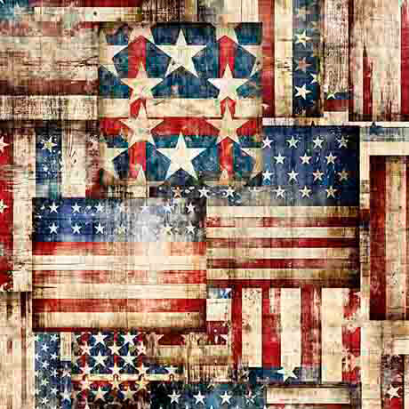 1776- Red/Navy Flag Patchwork: Sold by the 1/2 yard