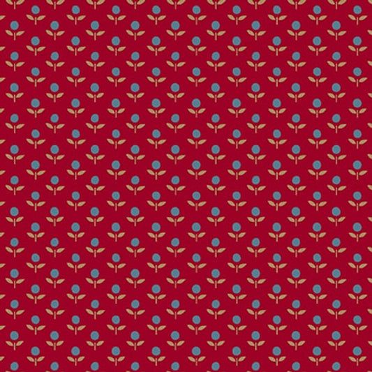 Friday Harbor- Red/Teal Flower Dots: Sold by the 1/2 Yard