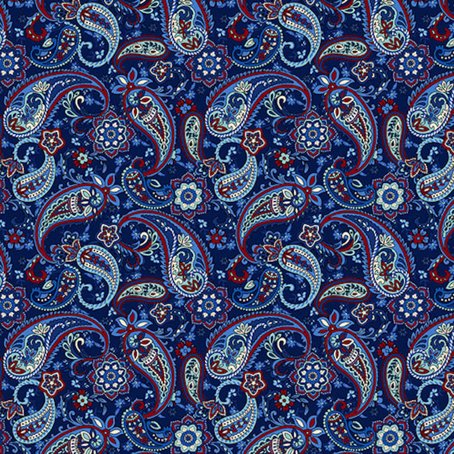 Liberty Hill- Navy Paisley: Sold by the 1/2 Yard