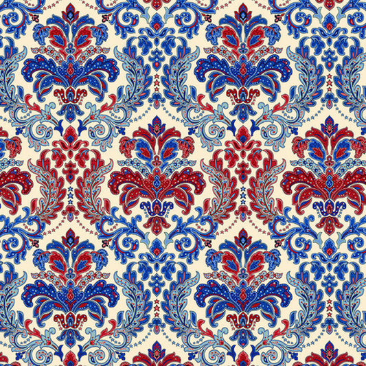 Liberty Hill- Cream Damask: Sold by the 1/2 Yard