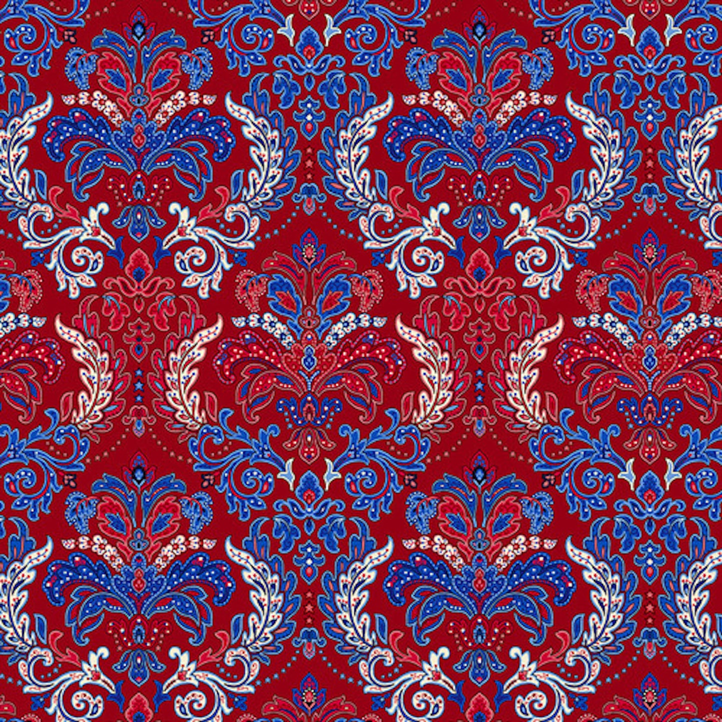 Liberty Hill- Red Damask: Sold by the 1/2 Yard