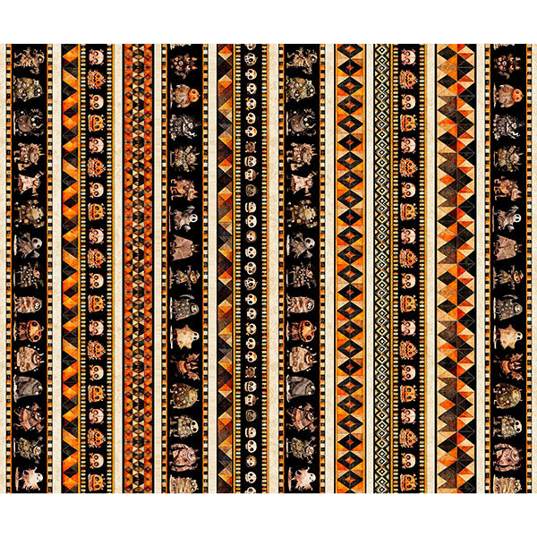 A Haunting We Will Go- Multi Halloween Monsters Border Stripe: Sold by the 1/2 yard
