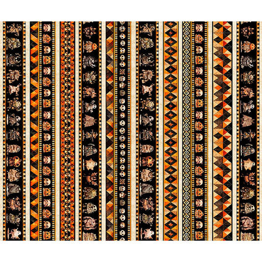 A Haunting We Will Go- Multi Halloween Monsters Border Stripe: Sold by the 1/2 yard