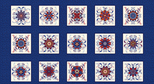 Liberty Hill- Navy Liberty Star Blocks: Sold by the panel