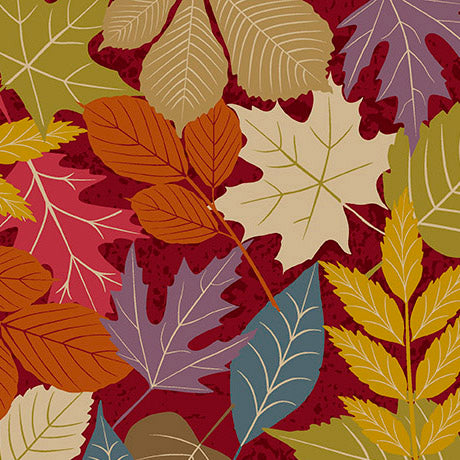 Feelin' Fallish- Brick Leaves: Sold by the 1/2 yard