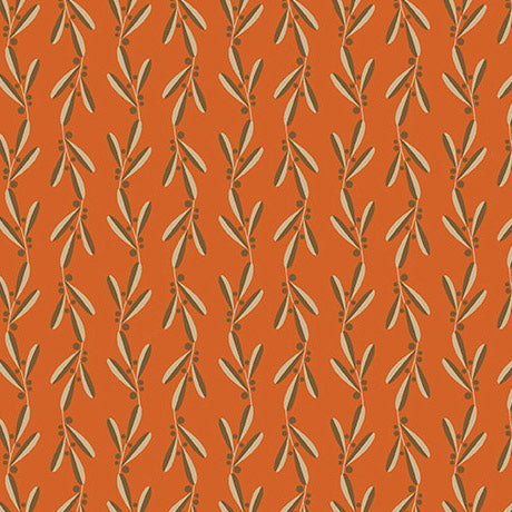 Feelin' Fallish- Orange Viney Stripe: Sold by the 1/2 yard