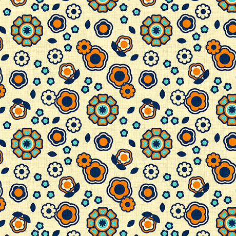 Patchouli Prints- Pale Yellow Flowers Clusters: Sold by the 1/2 yard