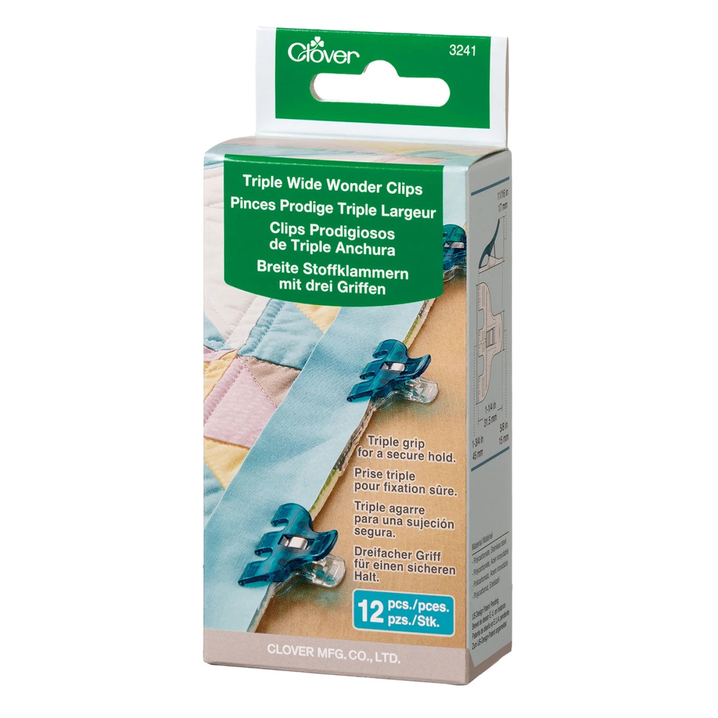 Triple Wide Wonder Clips: 12 pcs