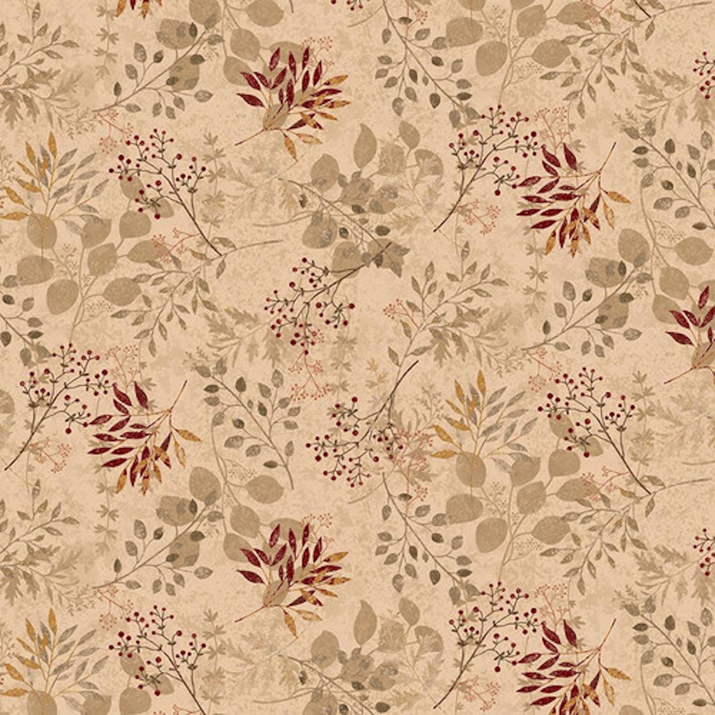 Oak and Maple- Tan Leaves Allover: Sold by the 1/2 Yard