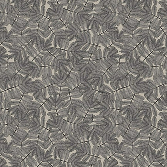 Nature's Whisper- Gray Allover Leaf: Sold by the 1/2 yard