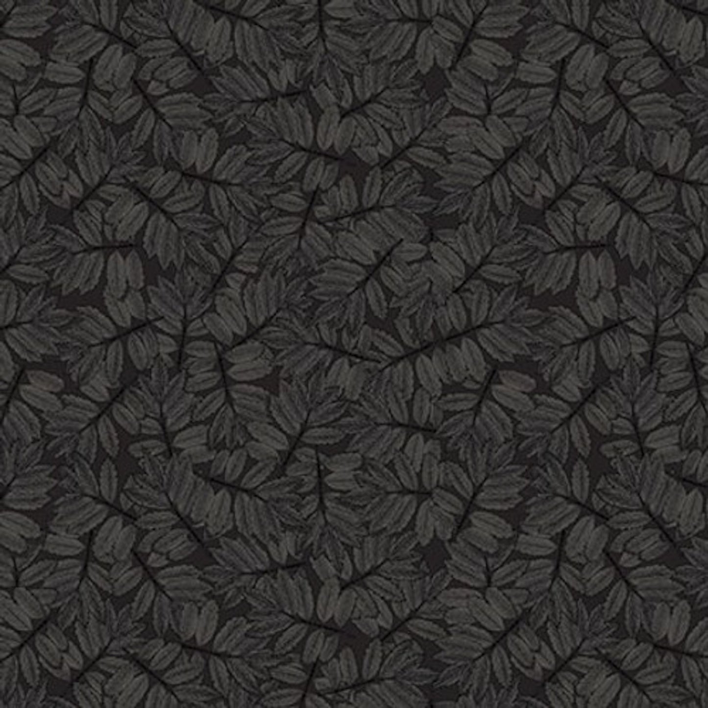 Nature's Whisper- Black Allover Leaf: Sold by the 1/2 yard