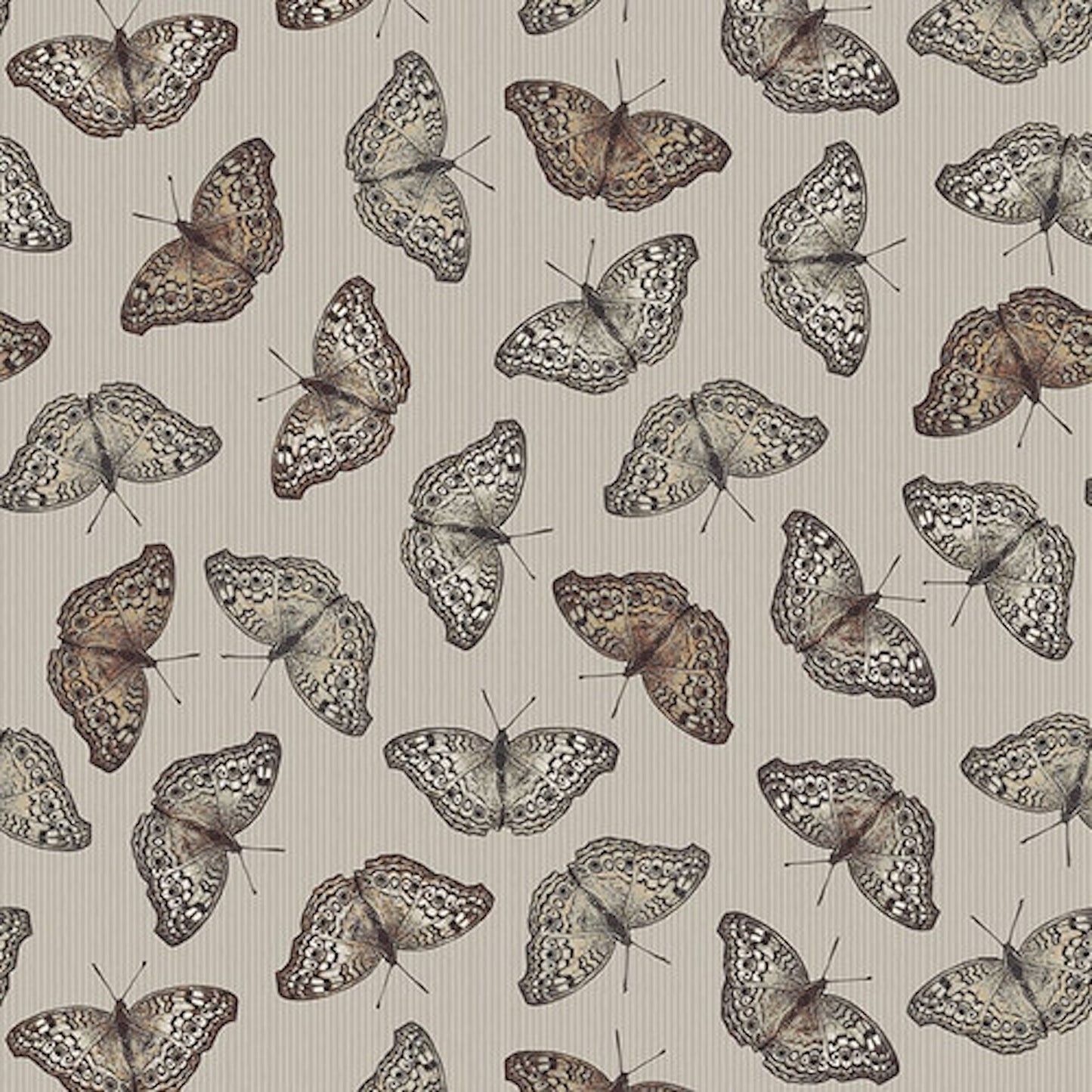 Nature's Whisper- Gray Butterflies: Sold by the 1/2 yard