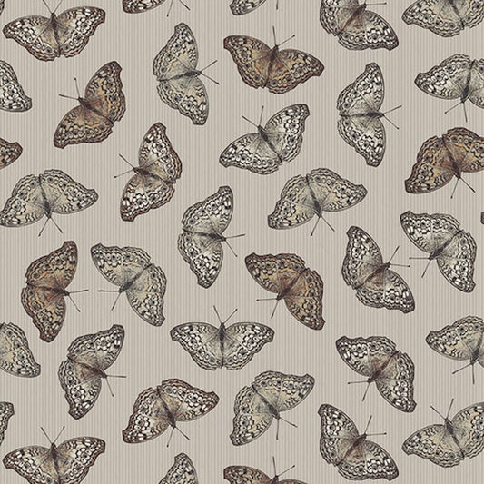 Nature's Whisper- Gray Butterflies: Sold by the 1/2 yard