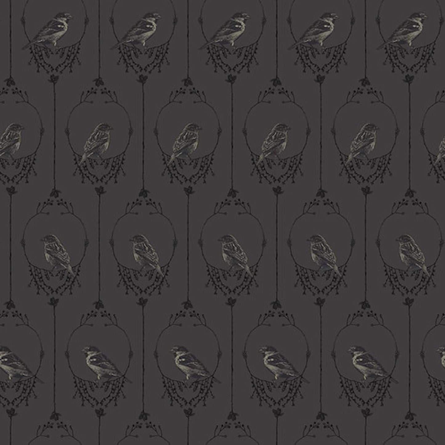 Nature's Whisper- Black Birds: Sold by the 1/2 yard