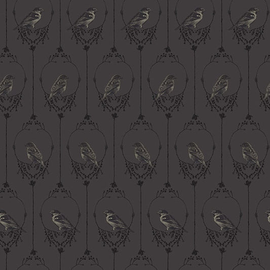 Nature's Whisper- Black Birds: Sold by the 1/2 yard