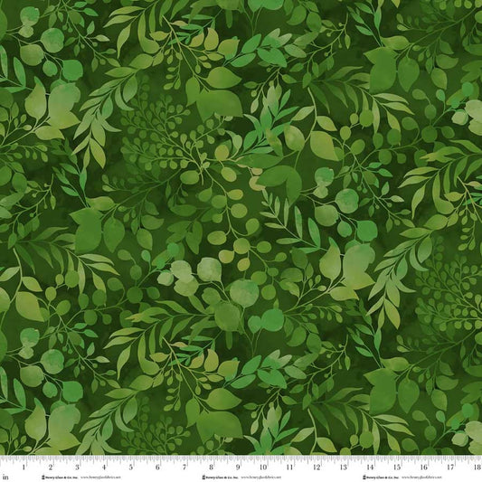 Blissful Blooms- Green Fern & Foliage: Sold by the 1/2 yard