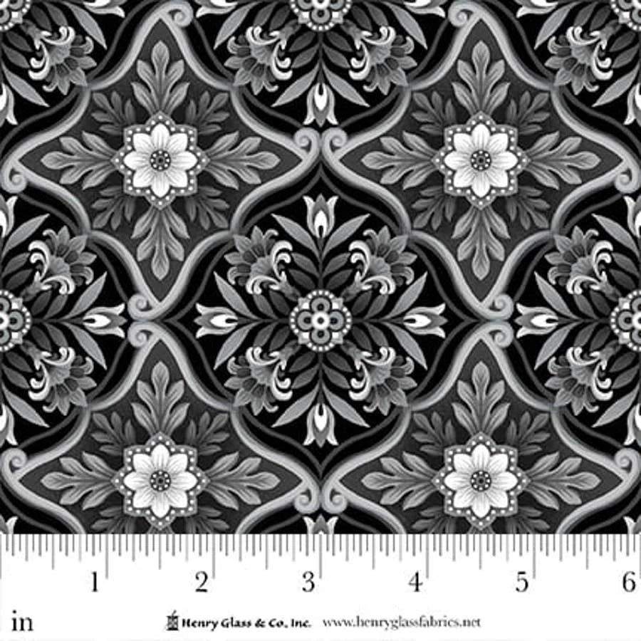 Scarlet's Treasure- Black Foulard Tiles: Sold by the 1/2 yard.