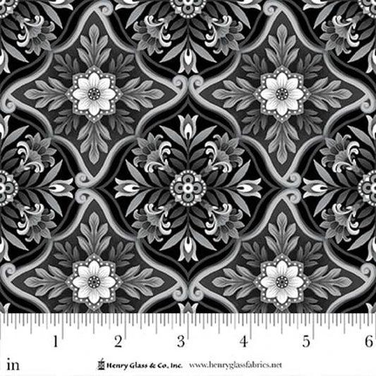 Scarlet's Treasure- Black Foulard Tiles: Sold by the 1/2 yard.