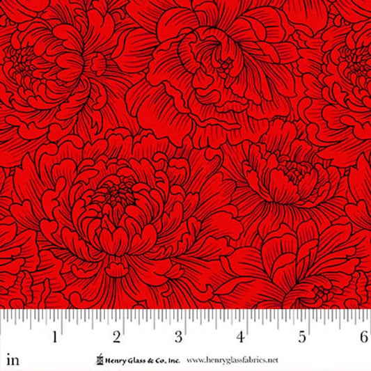 Scarlet's Treasure- Red Peony Monotone: Sold by the 1/2 yard