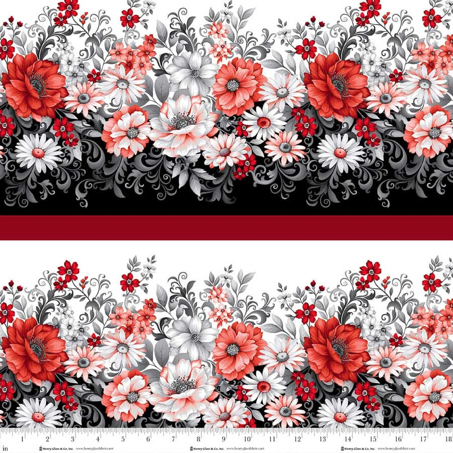 Scarlet's Treasure- Red White Border Stripe: Sold by the 1/2 yard