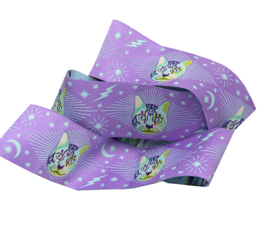 Curiouser & Curiouser- Purple Cheshire Cat 1.5" Ribbon: 2 Yard Individual Cuts