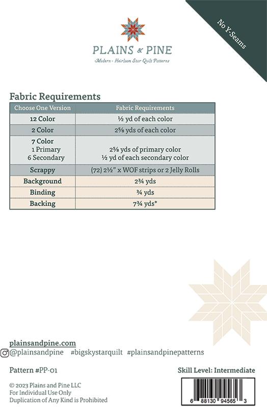 Big Sky Star Quilt Pattern