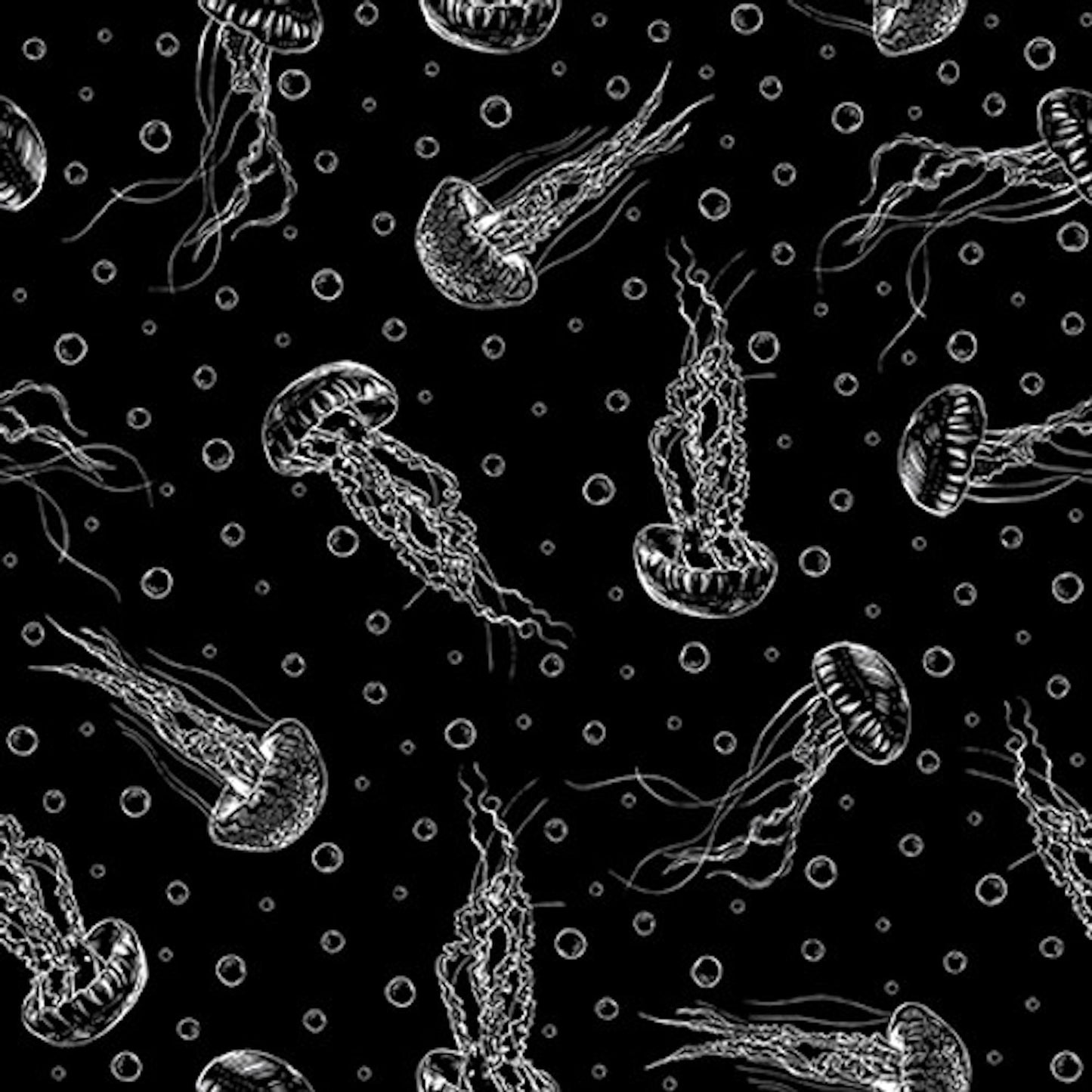 Let's Glow Crazy- Black Jellyfish: Sold by the 1/2 yard