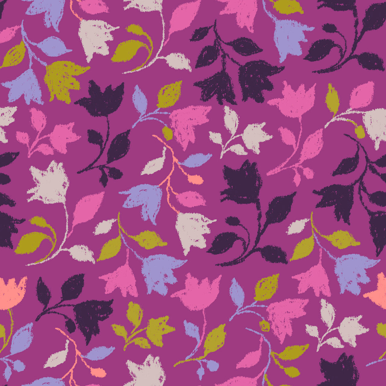 Purple Perfection- Purple Pixie Floral: Sold by the 1/2 yard