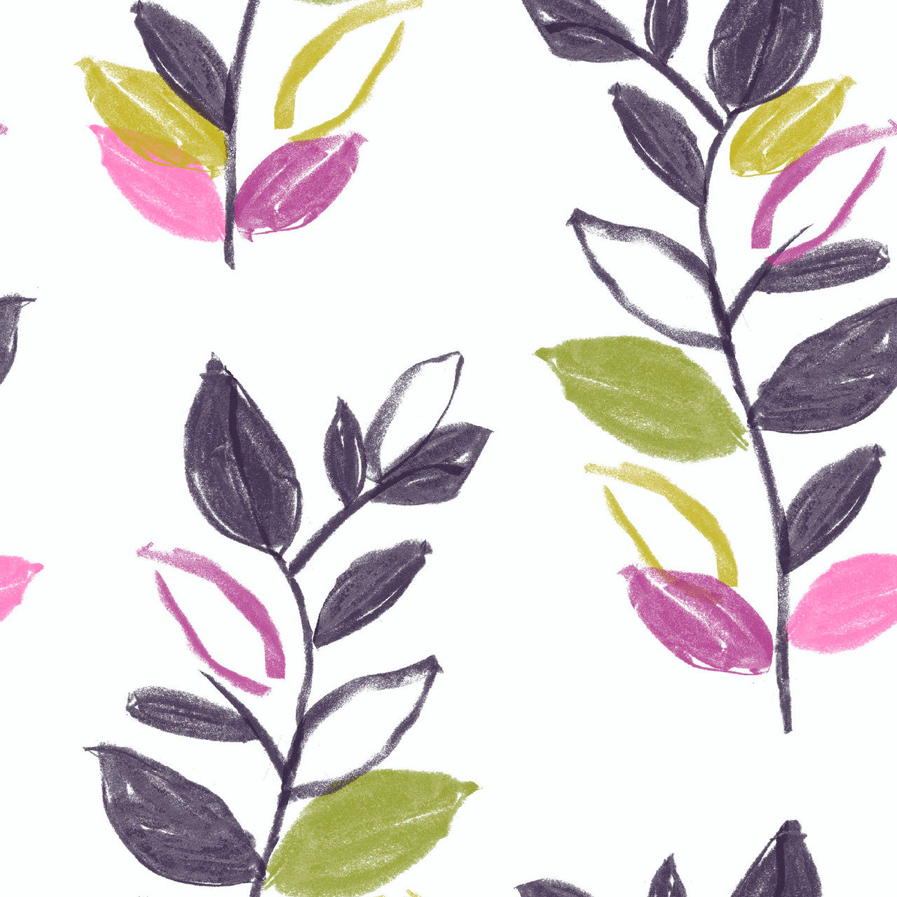 Purple Perfection- White Leaf Steams: Sold by the 1/2 yard