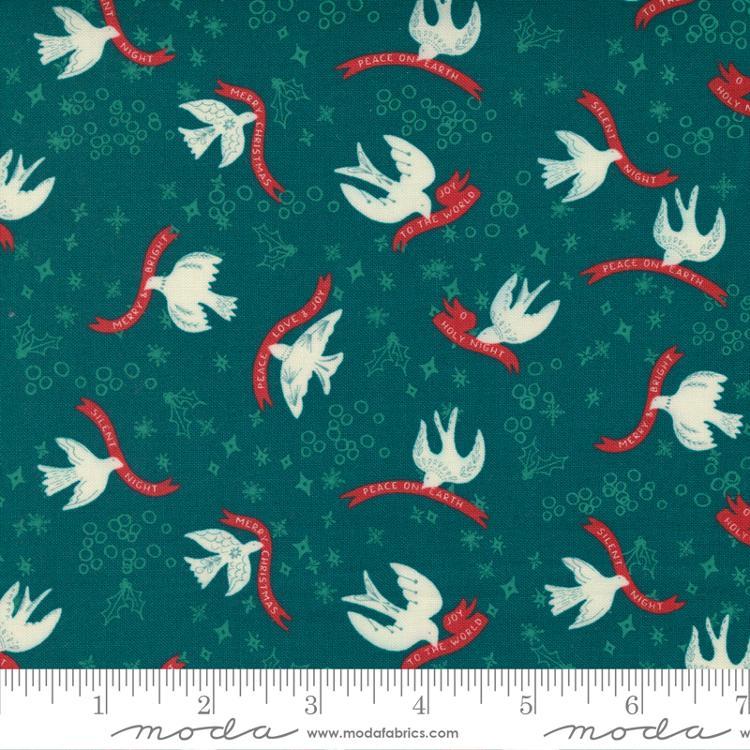 Cheer & Merriment- Teal Good Tidings: Sold by the 1/2 yard