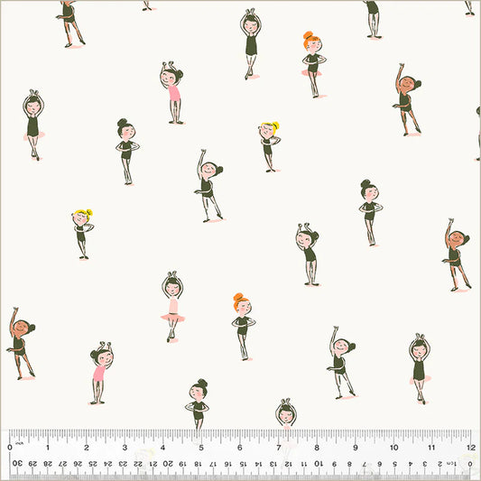 Heather Ross Favorites- Cream Ballerinas: Sold by the 1/2 yard