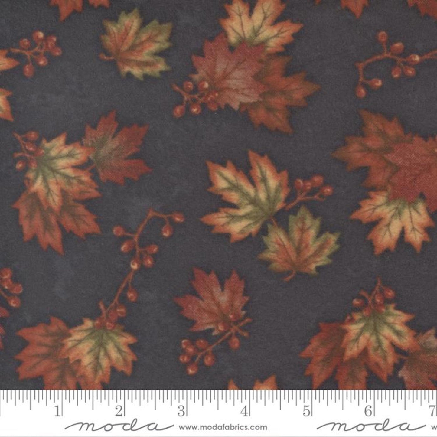 Fall Melody Flannel- Black Maple Scatter: Sold by the 1/2 Yard