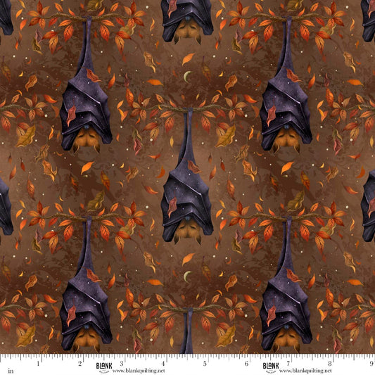 Harvest Haunt- Brown Hangin Bat: Sold by the 1/2 yard