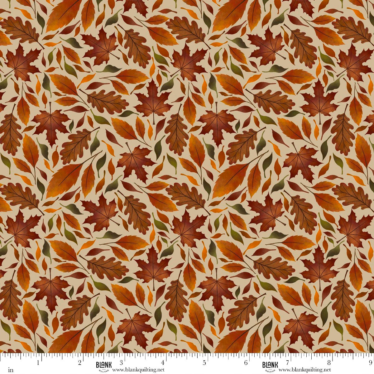 Haunted Harvest- Cream Tossed Fall Leaves: Sold by the 1/2 yard