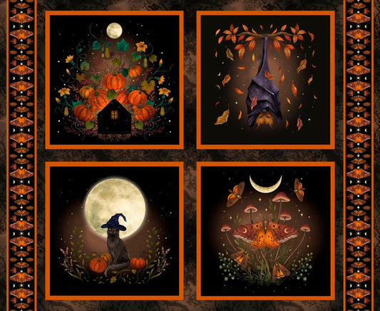 Harvest Haunt- Black Harvest Haunt 36" Block Panel: Sold by the PANEL
