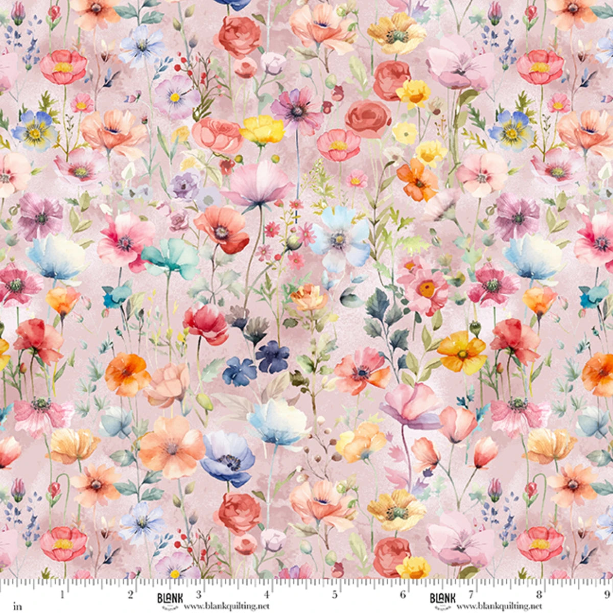 Deja Moo- Champagne Flower Field: Sold by the 1/2 yard