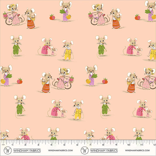 Heather Ross Favorites- Blush Country/City Mouse: Sold by the 1/2 yard