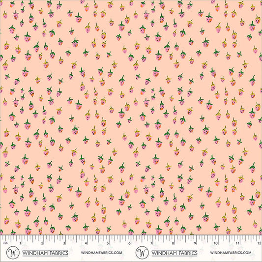 Heather Ross Favorites- Blush Field Strawberries: Sold by the 1/2 yard