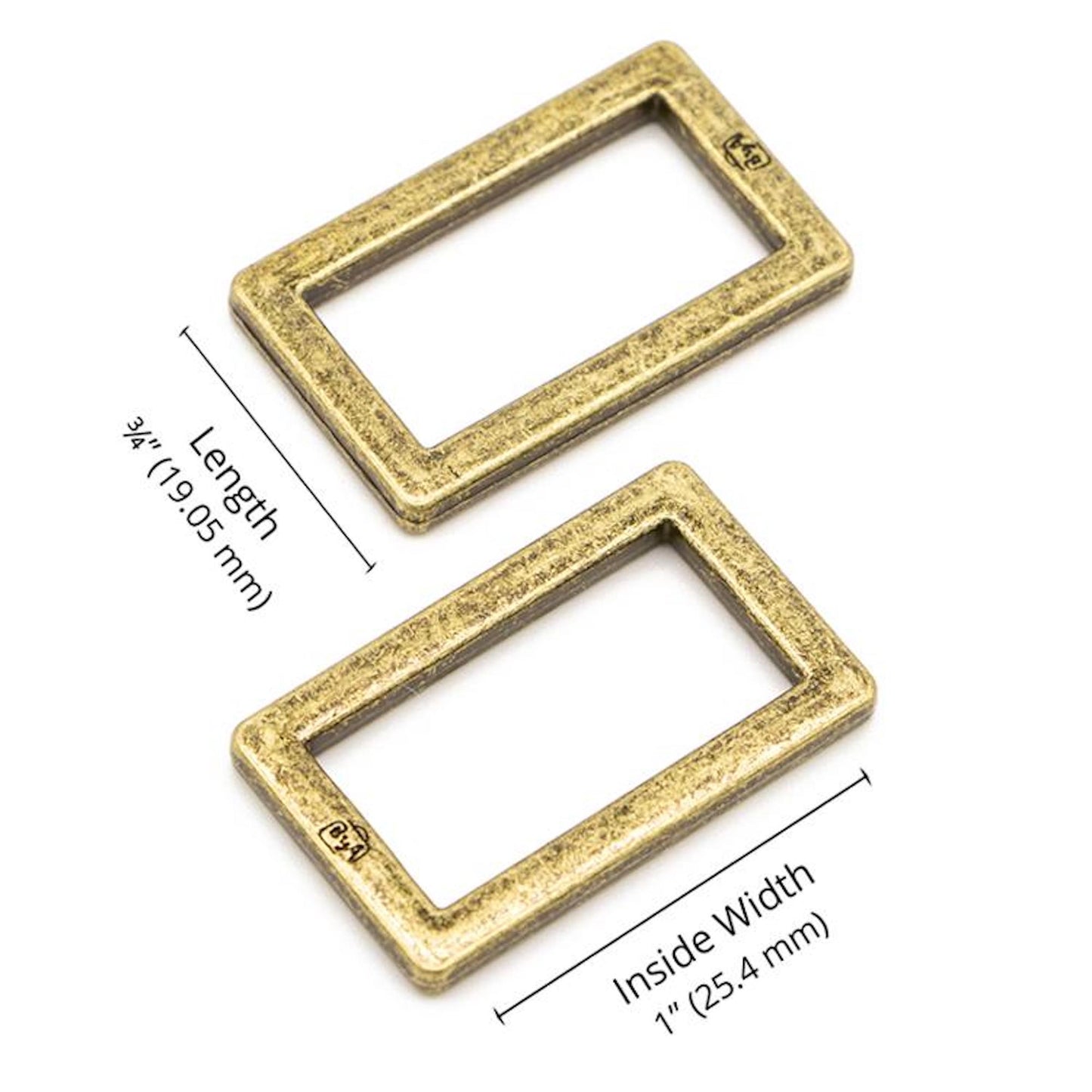 Rectangle Ring Flat 1" Antique Brass: 2Pcs